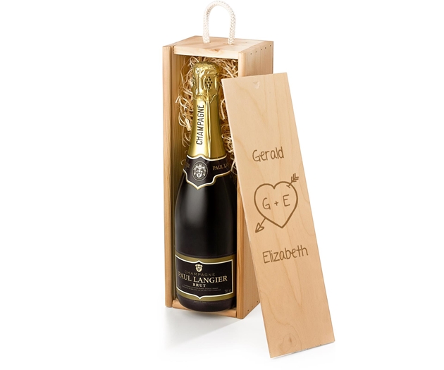 Anniversary & Wedding Paul Langier Champagne Gift Box With Engraved Personalised Lid